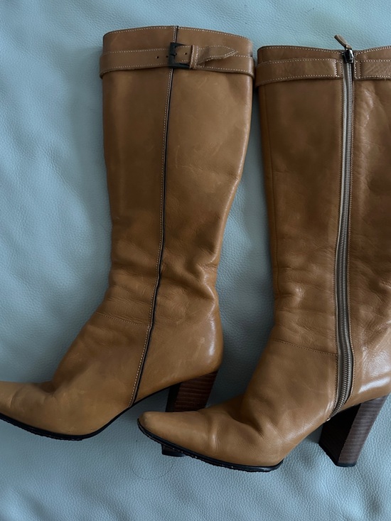 Burberry Shoes - Burberry Pattern Italian Made Tan Genuine Leather Knee Boots size 6